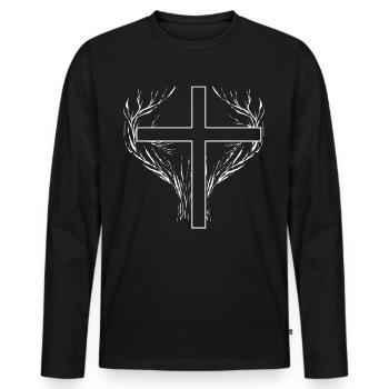 Christianity Cross Jesus Christ Trees - Männer Premium Bio Langarmshirt - Schwarz - Vorne - Nico (187cm)