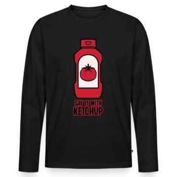 Tomato Ketchup - Männer Premium Bio Langarmshirt - Schwarz - Vorne - Nico (187cm)