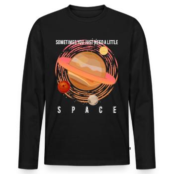 Space Planets Astronaut - Men's Premium Organic Long Sleeve Shirt - black - Front - Nico (187cm)