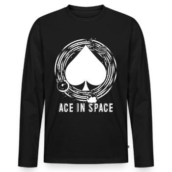 Ace in Space - Men's Premium Organic Long Sleeve Shirt - black - Front - Nico (187cm)