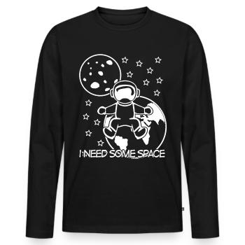 Astronaut with Stars and Planets - Men's Premium Organic Long Sleeve Shirt - black - Front - Nico (187cm)