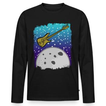 Guitare basse avec lune dans l’espace - T-shirt manches longues Premium bio Homme - noir - Devant - Nico (187cm)