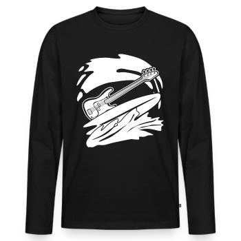 Surfing Bass Guitar with Surfboard - Men's Premium Organic Long Sleeve Shirt - black - Front - Nico (187cm)
