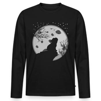 French Bulldog and Moon - Men's Premium Organic Long Sleeve Shirt - black - Front - Nico (187cm)