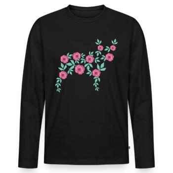 French Bulldog made of Flowers - Men's Premium Organic Long Sleeve Shirt - black - Front - Nico (187cm)