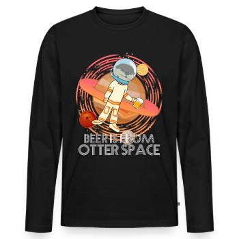 Otter in Space with Beer - Männer Premium Bio Langarmshirt - Schwarz - Vorne - Nico (187cm)