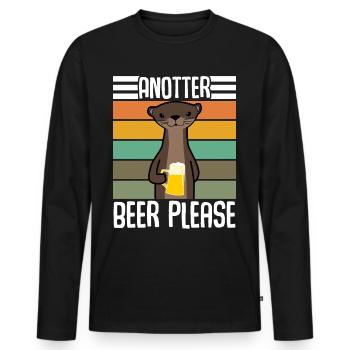 Otter With Retro Beer - Männer Premium Bio Langarmshirt - Schwarz - Vorne - Nico (187cm)