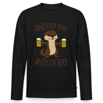 Beer and Otter - Männer Premium Bio Langarmshirt - Schwarz - Vorne - Nico (187cm)