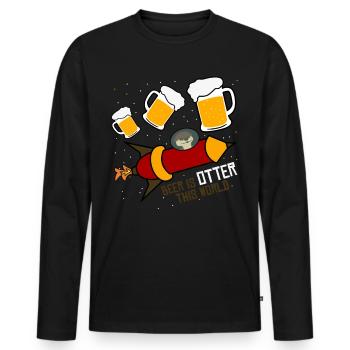 Otters in Space with Beer - Männer Premium Bio Langarmshirt - Schwarz - Vorne - Nico (187cm)