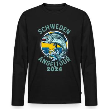 Angeltrip Schweden 2024 Geschenkidee - Männer Premium Bio Langarmshirt - Schwarz - Vorne - Nico (187cm)