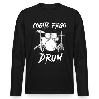 Drummer Drums Drum Set Drum - Men's Premium Organic Long Sleeve Shirt - black - Front - Nico (187cm)