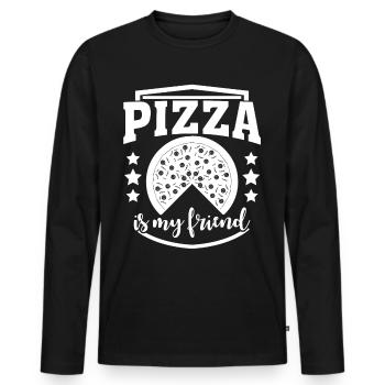 Pizza Joke Pizzaria - T-shirt manches longues Premium bio Homme - noir - Devant - Nico (187cm)