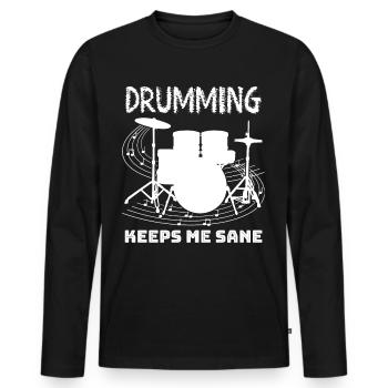 Drummer Drum Drumset Drumsticks Drums - T-shirt manches longues Premium bio Homme - noir - Devant - Nico (187cm)