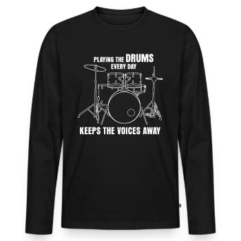 Drummer Drumset Drumsticks Drum Drums - T-shirt manches longues Premium bio Homme - noir - Devant - Nico (187cm)