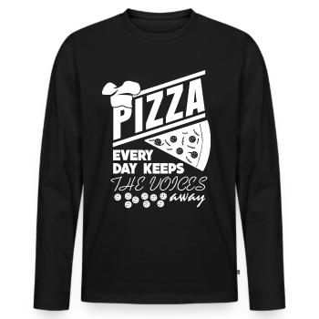 Pizzaria Pizza Pizzas - T-shirt manches longues Premium bio Homme - noir - Devant - Nico (187cm)