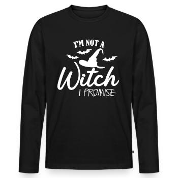 Halloween sorcière sorcellerie balai de sorcière - T-shirt manches longues Premium bio Homme - noir - Devant - Nico (187cm)