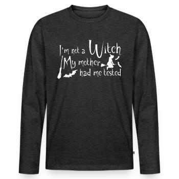 Witch Halloween Witchcraft Witch's Broom - Men's Premium Organic Long Sleeve Shirt - heather anthracite - Front - Nico (187cm)