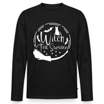 Test de sorcière Balai de sorcière Sorcellerie - T-shirt manches longues Premium bio Homme - noir - Devant - Nico (187cm)