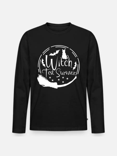 Witch Test Witch's Broom Witchcraft - Men's Premium Organic Long Sleeve Shirt - black