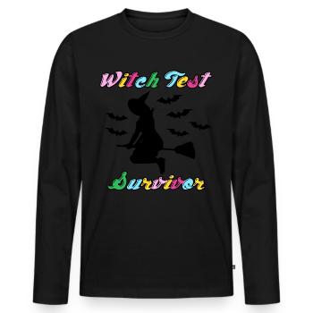 Test de sorcière Sorcellerie Balai de sorcière - T-shirt manches longues Premium bio Homme - noir - Devant - Nico (187cm)