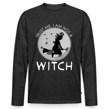 Witch Joke Witchcraft Witch's Broom - Men's Premium Organic Long Sleeve Shirt - heather anthracite - Front - Nico (187cm)