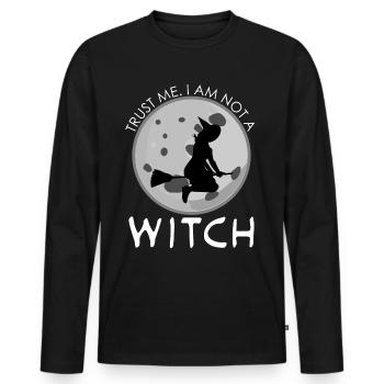 Blague de sorcière Sorcellerie Balai de sorcière - T-shirt manches longues Premium bio Homme - noir - Devant - Nico (187cm)