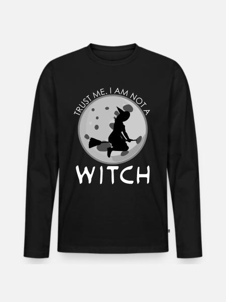 Witch Joke Witchcraft Witch's Broom - Men's Premium Organic Long Sleeve Shirt - black