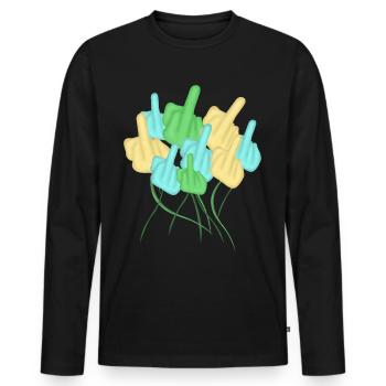 Middle Finger Flower Misanthrope - Männer Premium Bio Langarmshirt - Schwarz - Vorne - Nico (187cm)