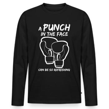 Boxer Punch Joke Boxing Gloves - Men's Premium Organic Long Sleeve Shirt - black - Front - Nico (187cm)