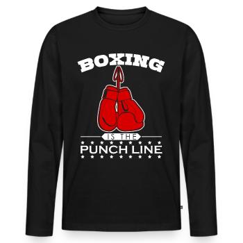 Boxing Gloves Boxer Punching Bag - Men's Premium Organic Long Sleeve Shirt - black - Front - Nico (187cm)