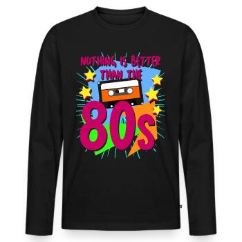 80s Party 1980's Retro - Men's Premium Organic Long Sleeve Shirt - black - Front - Nico (187cm)