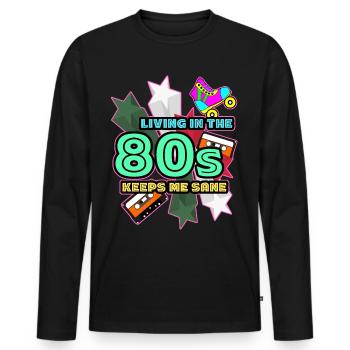 1980's 80s Retro - Men's Premium Organic Long Sleeve Shirt - black - Front - Nico (187cm)