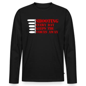 Armes à feu Pistolet Fusil Armes Arme à feu Pistolet - T-shirt manches longues Premium bio Homme - noir - Devant - Nico (187cm)