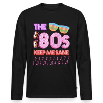 80s Retro 1980 - Men's Premium Organic Long Sleeve Shirt - black - Front - Nico (187cm)