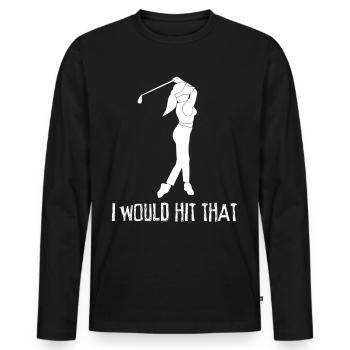 Golf Club Golf Balle Golfeur - T-shirt manches longues Premium bio Homme - noir - Devant - Nico (187cm)