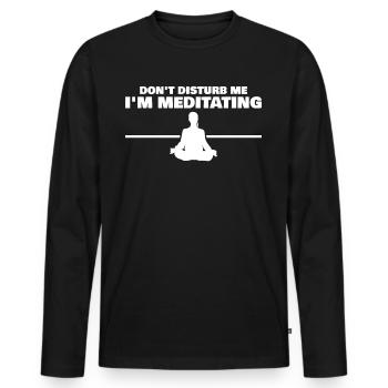 Méditation Yoga Méditer - T-shirt manches longues Premium bio Homme - noir - Devant - Nico (187cm)