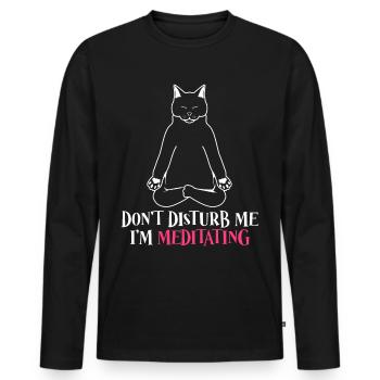 Méditation Yoga du chat Méditation - T-shirt manches longues Premium bio Homme - noir - Devant - Nico (187cm)