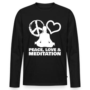Méditation Paix Méditation Yoga - T-shirt manches longues Premium bio Homme - noir - Devant - Nico (187cm)