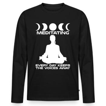 Méditation Qigong Méditation Yoga - T-shirt manches longues Premium bio Homme - noir - Devant - Nico (187cm)