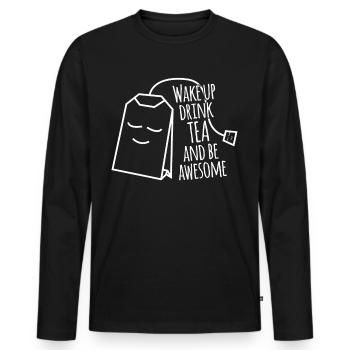 Tea Bag Tea Cup Of Tea Drinkers - Men's Premium Organic Long Sleeve Shirt - black - Front - Nico (187cm)