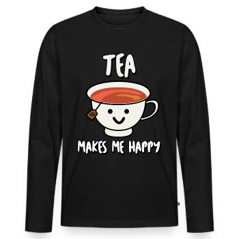Tasse De Thé Buveurs Sachet De Thé Thé - T-shirt manches longues Premium bio Homme - noir - Devant - Nico (187cm)