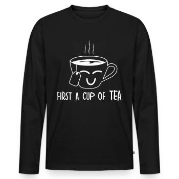 Tea Cup Of Tea Drinkers Tea Bag - Men's Premium Organic Long Sleeve Shirt - black - Front - Nico (187cm)