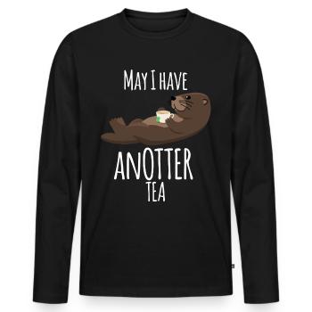 Loutre avec tasse de thé sachet de thé - T-shirt manches longues Premium bio Homme - noir - Devant - Nico (187cm)