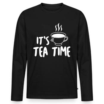 Tea Cup Tea Bag Teapot - Men's Premium Organic Long Sleeve Shirt - black - Front - Nico (187cm)