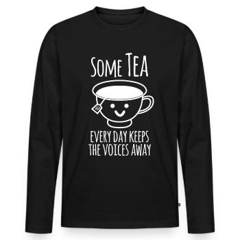 Tea Cup Teapot Tea Bag - Men's Premium Organic Long Sleeve Shirt - black - Front - Nico (187cm)
