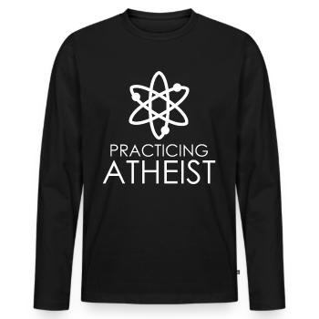 Athéisme Science Athée Agnostique - T-shirt manches longues Premium bio Homme - noir - Devant - Nico (187cm)