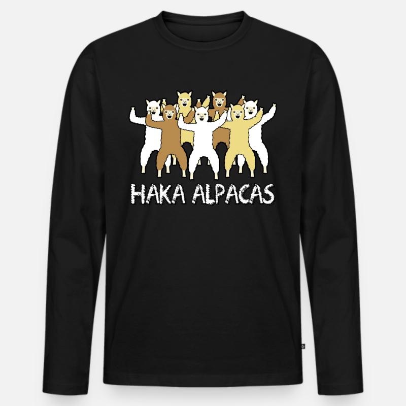 Haka Alpacas - Männer Premium Bio Langarmshirt - Schwarz