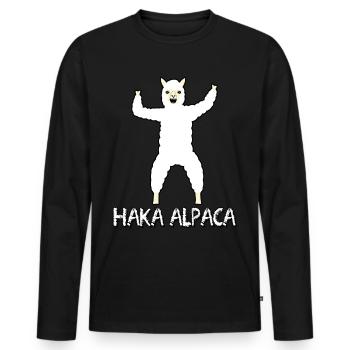 Haka Alpaca - Männer Premium Bio Langarmshirt - Schwarz - Vorne - Nico (187cm)