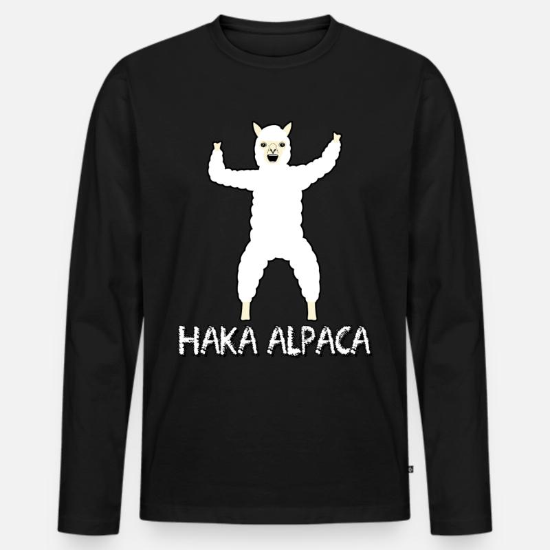 Haka Alpaca - Männer Premium Bio Langarmshirt - Schwarz