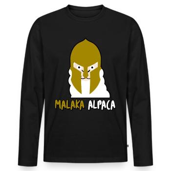 Malaka Alpaca - Männer Premium Bio Langarmshirt - Schwarz - Vorne - Nico (187cm)